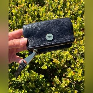 Quay Australia -Black Leather Wallet With Gold Zipper.